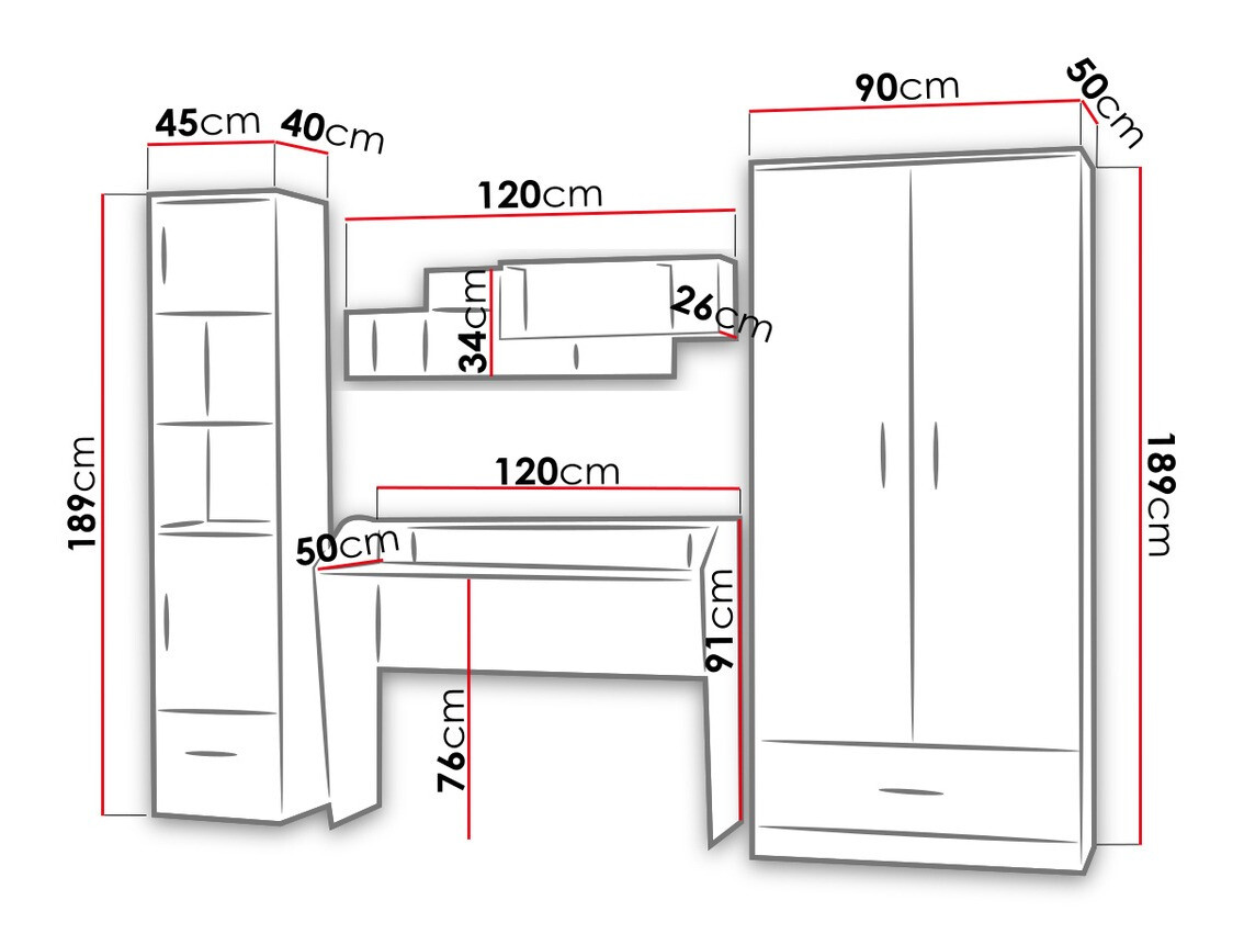 Lastetoa komplekt Lorlare 100 (Valge + Hall)