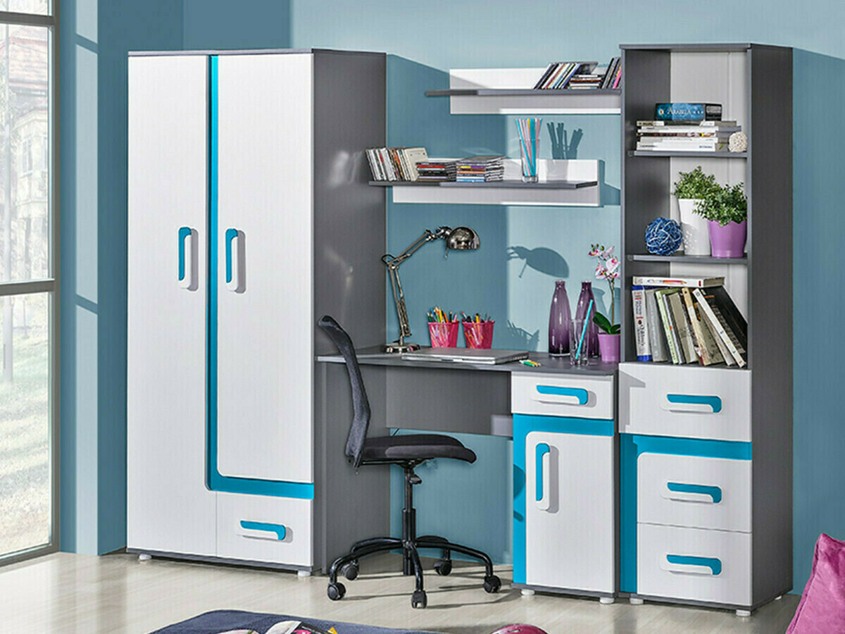 Riiul Levtala 103 (Antratsiit + Valge + Türkiis)