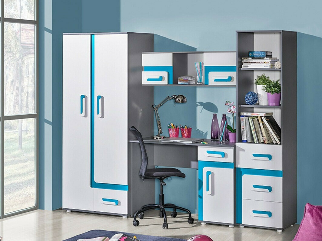 Riiul Levtala 105 (Antratsiit + Valge + Türkiis)