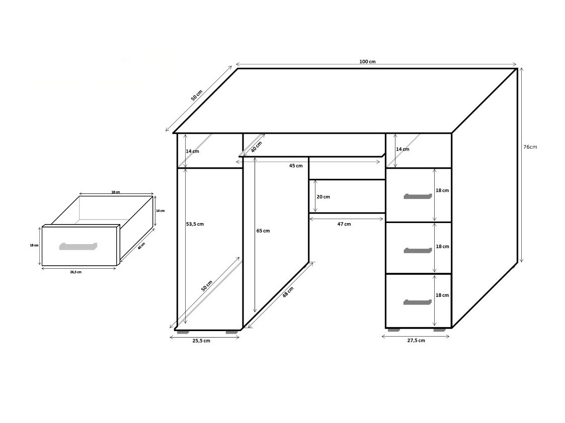 Kirjutuslaud Cirevau 129 (Valge)