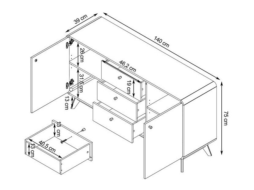 Kummut Elbtena 110 (Valge + Tamm)