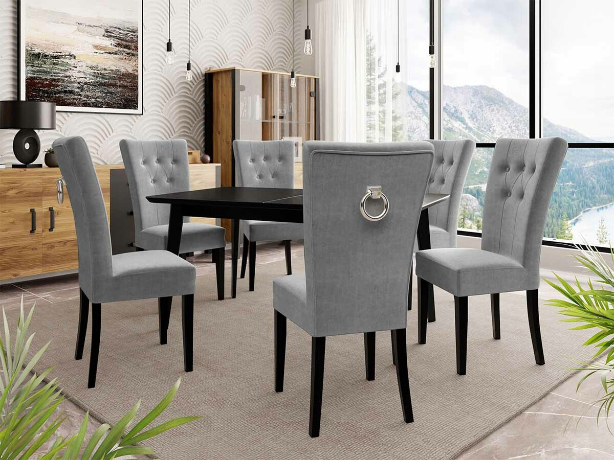 Söögitoakomplekt Racine 144 (Must + Magic Velvet 2217)