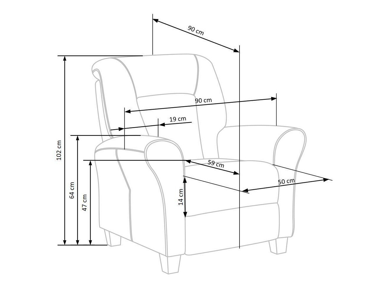 Tugitool recliner Houston 848 (Sinine + Pöök)