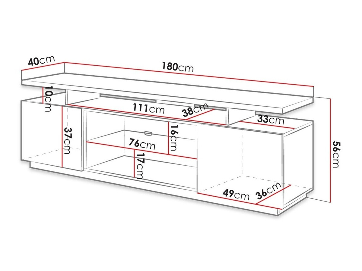 TV-alus Charlotte 138 (Valge + Läikiv valge)