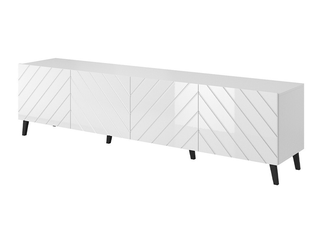 TV-alus Charlotte 145 (Valge + Läikiv valge)
