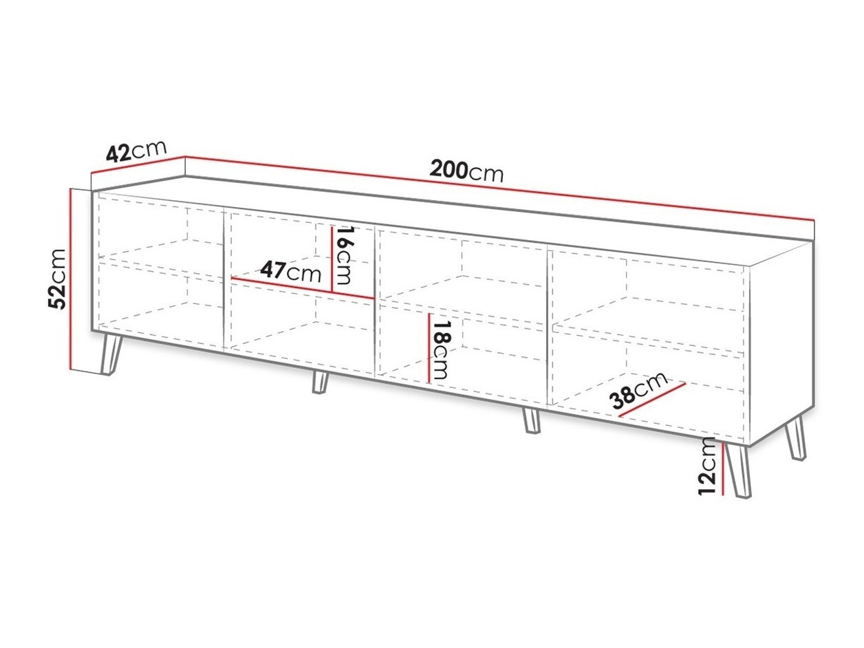 TV-alus Charlotte 145 (Valge + Läikiv valge)