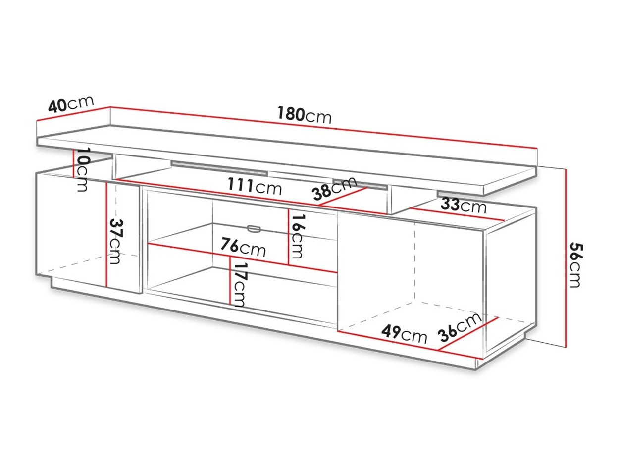 TV-alus Figura (Valge + Läikiv valge)