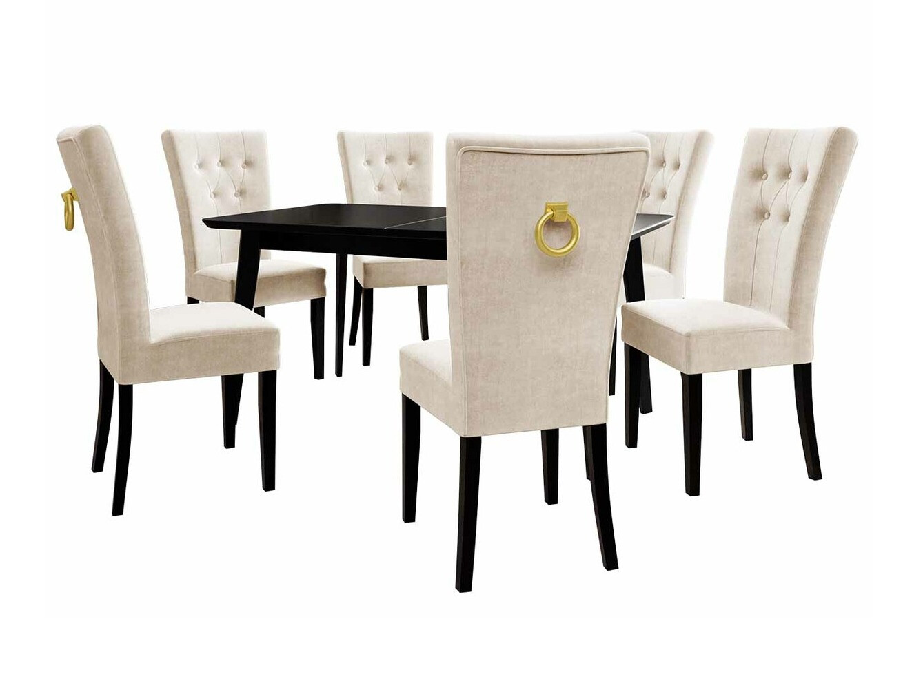 Söögitoakomplekt Racine 144 (Must + Magic Velvet 2250)
