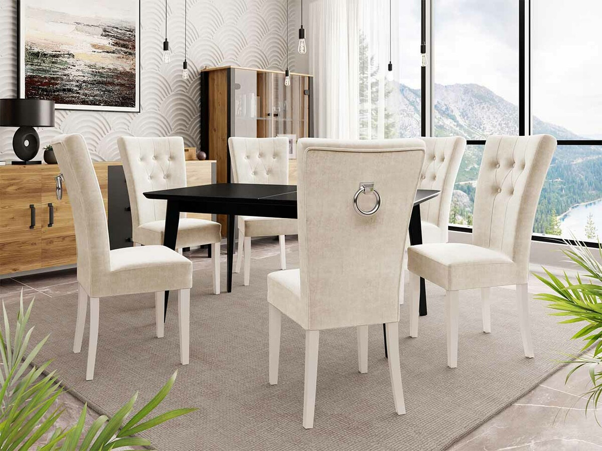 Söögitoakomplekt Racine 144 (Valge + Magic Velvet 2250)