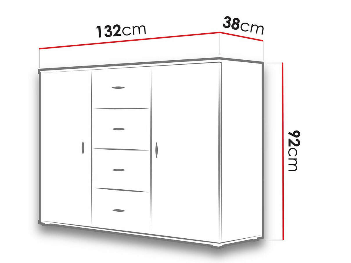 Kummut Charlotte 118 (Valge + Läikiv valge)