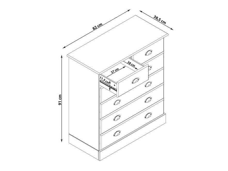Kummut Denton C102 (Valge + Ere puit)