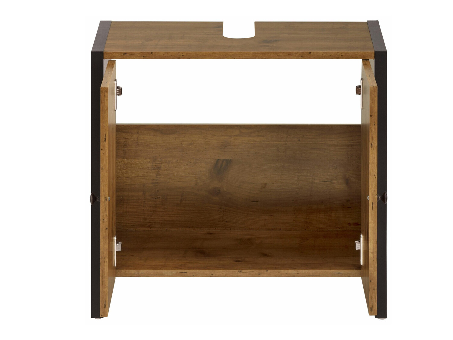 Vannitoa põrandakapp kraanikausile Larnovo 113 (Tume tamm + Must)