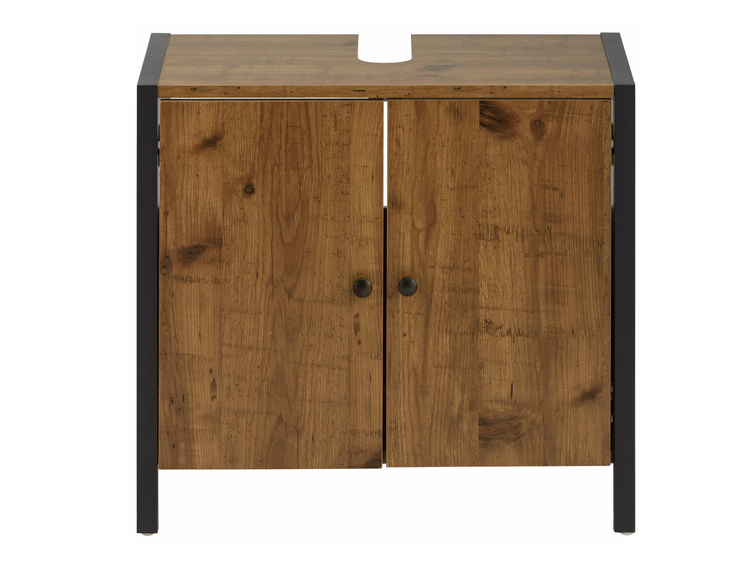 Vannitoa põrandakapp kraanikausile Larnovo 113 (Tume tamm + Must)