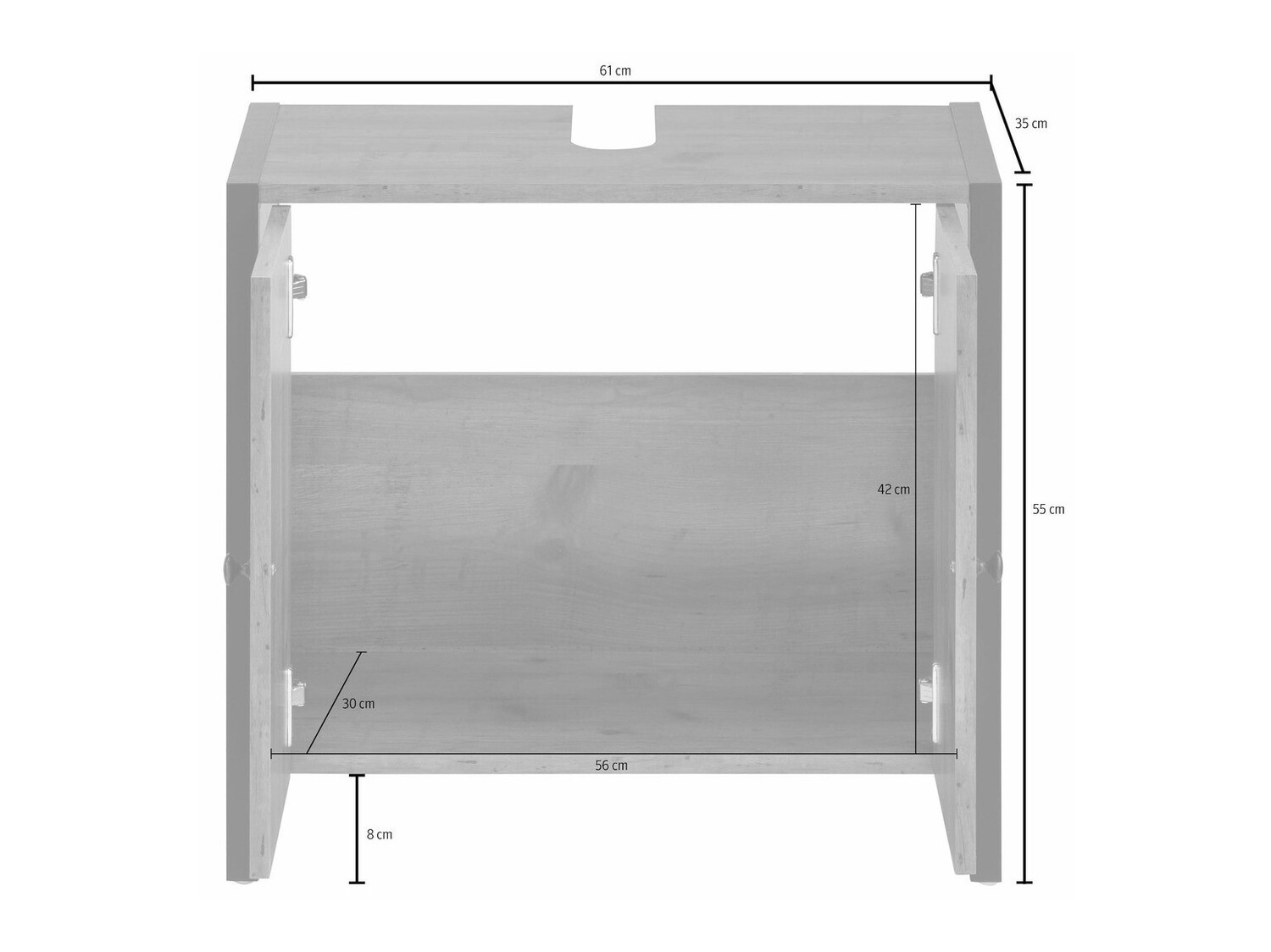 Vannitoa põrandakapp kraanikausile Larnovo 113 (Tume tamm + Must)