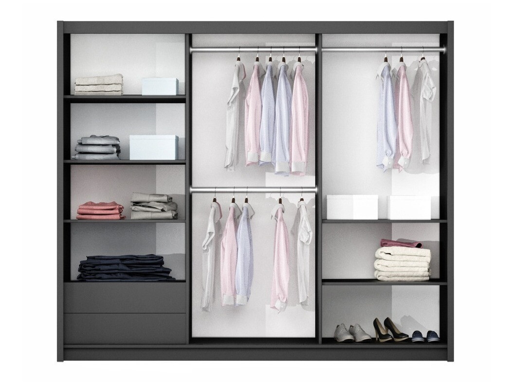 Riidekapp Honolulu 122 (Grafiit + Läikiv valge)