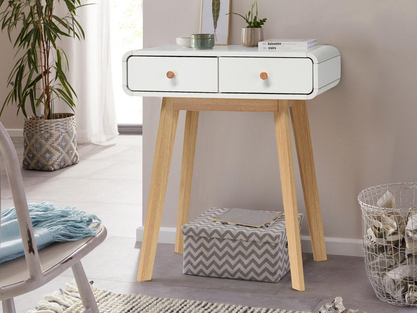 Konsoollaud Elbtena 106 (Valge + Tamm)