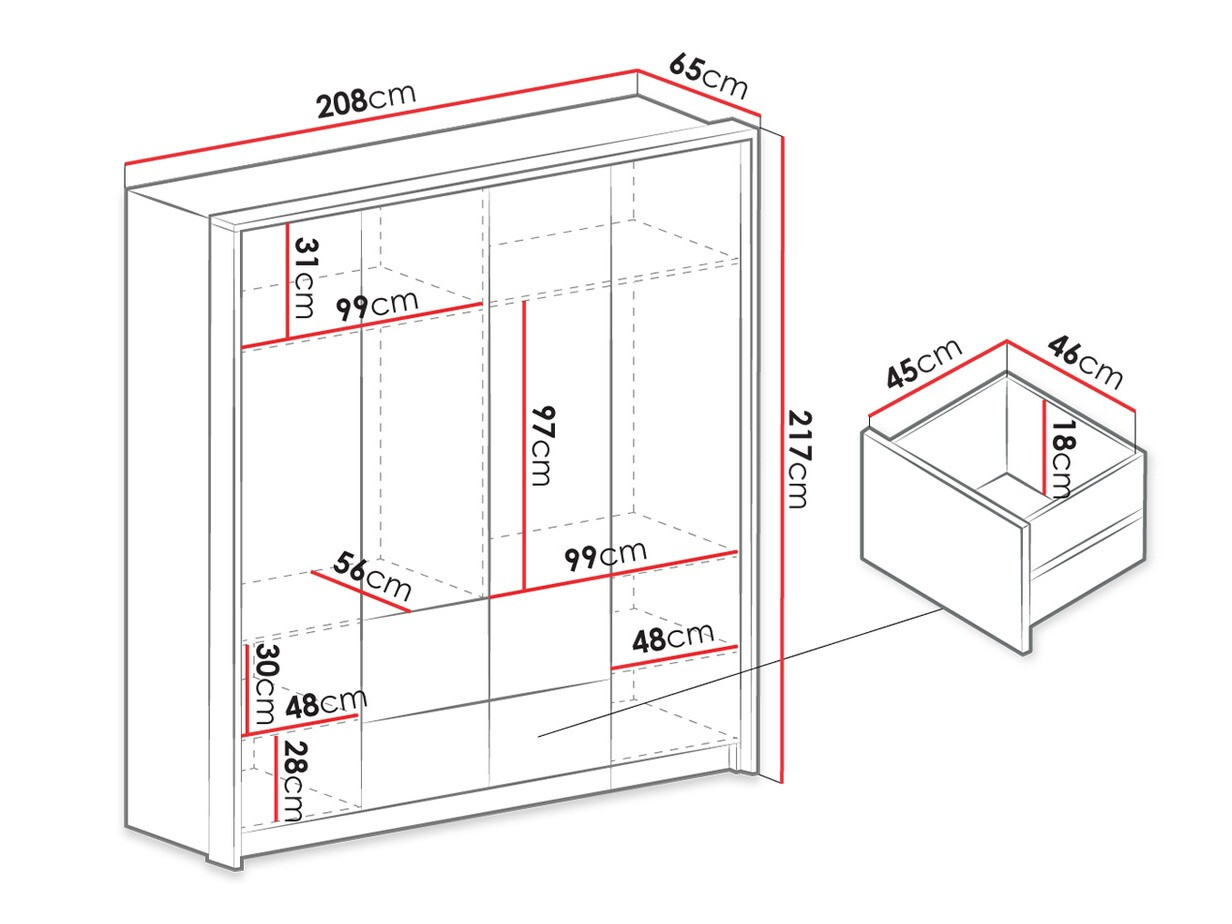 Riidekapp Honolulu 139 (Valge)