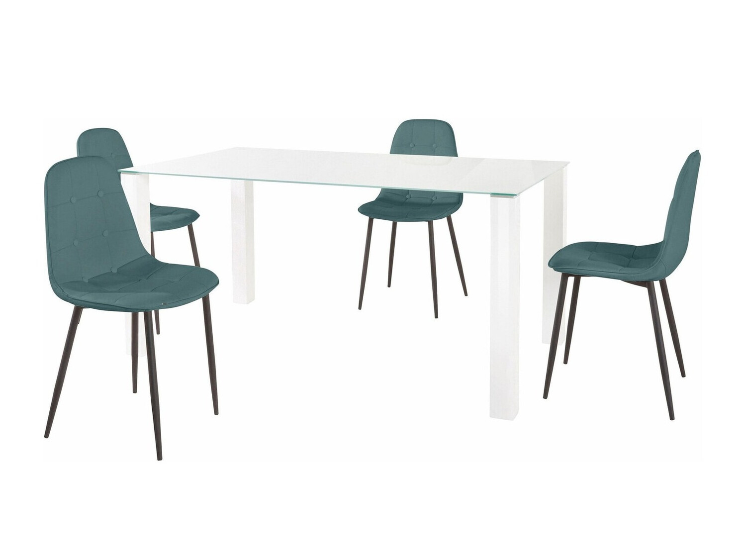 Söögitoakomplekt Denton 268 (Valge + Must + Türkiis)