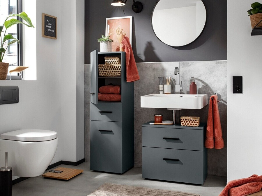 Vannitoa põrandakapp kraanikausile Larlori 101 (Antratsiit)