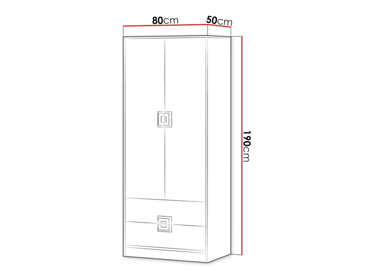 Riidekapp Balvire 102 (Hele tamm + Valge + Hall)