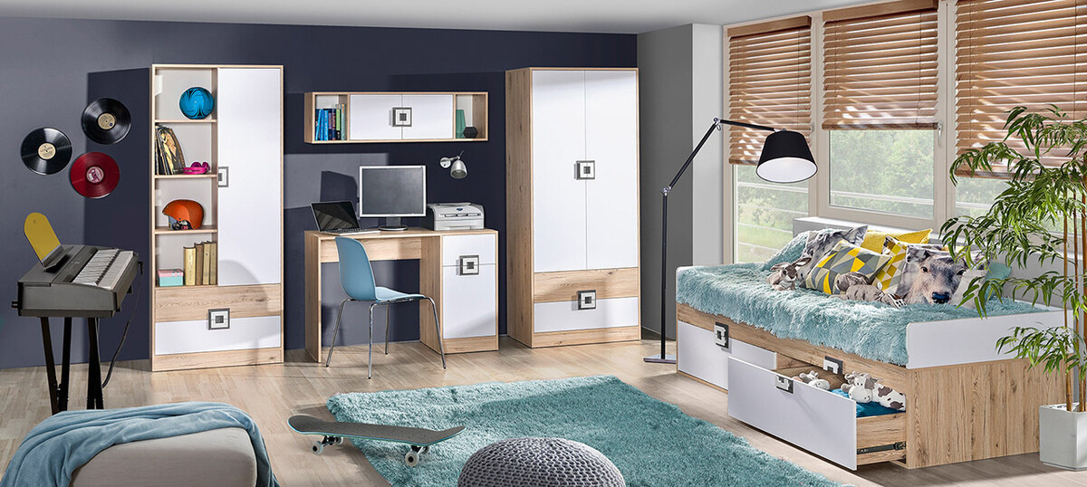 Riidekapp Balvire 102 (Hele tamm + Valge + Roosikarva)