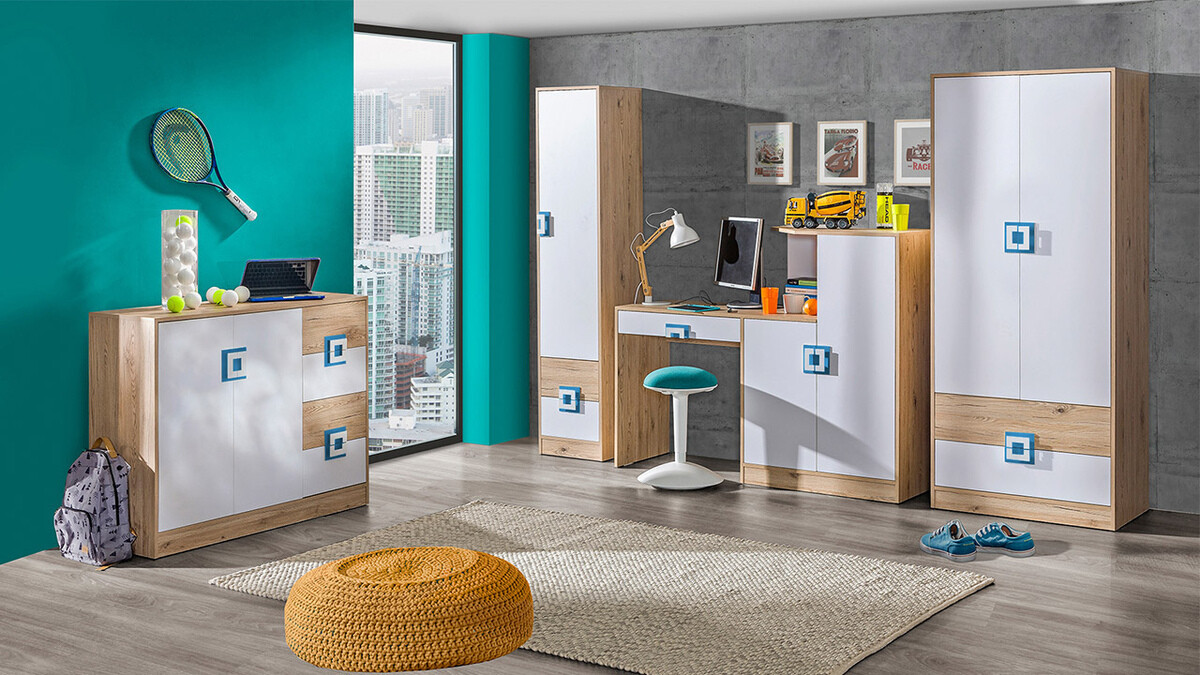 Riidekapp Balvire 102 (Hele tamm + Valge + Roosikarva)