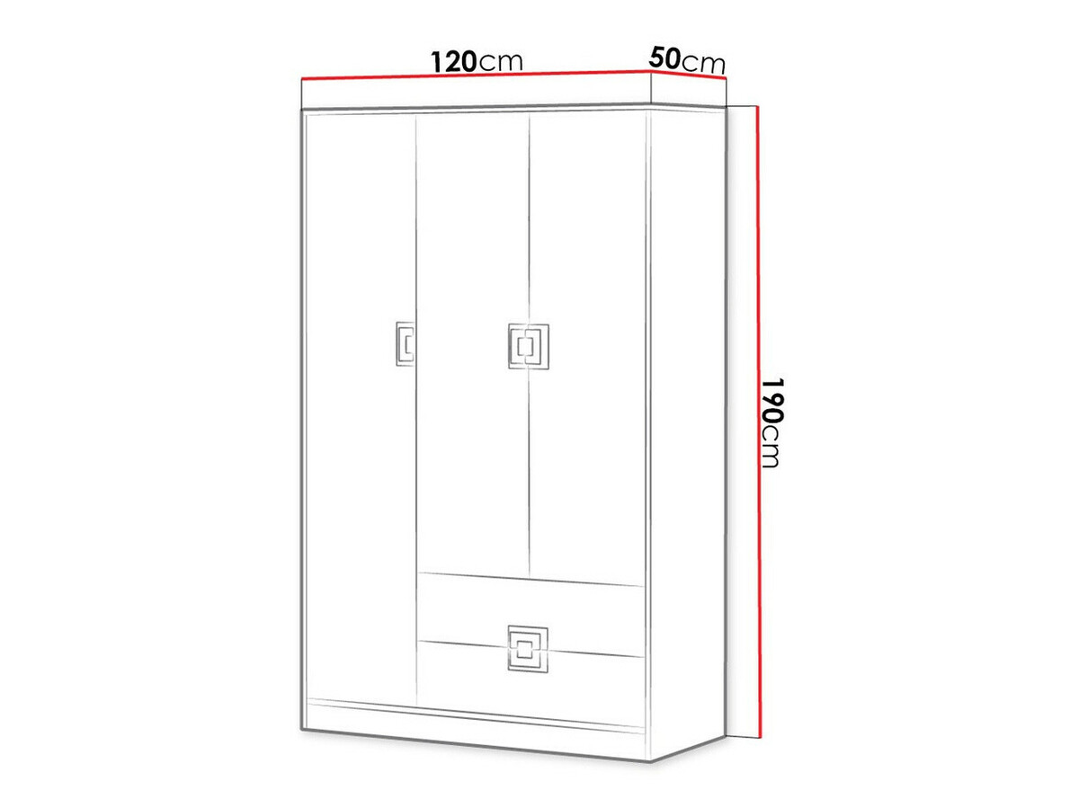 Riidekapp Balvire 104 (Hele tamm + Valge + Hall)