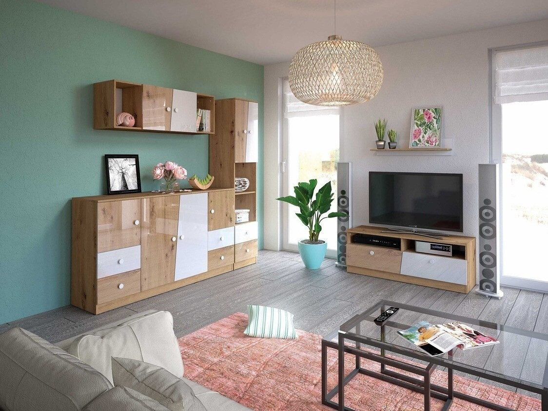 Seinakapp Mirelbu 111 (Artisan tamm + Läikiv valge + Must)