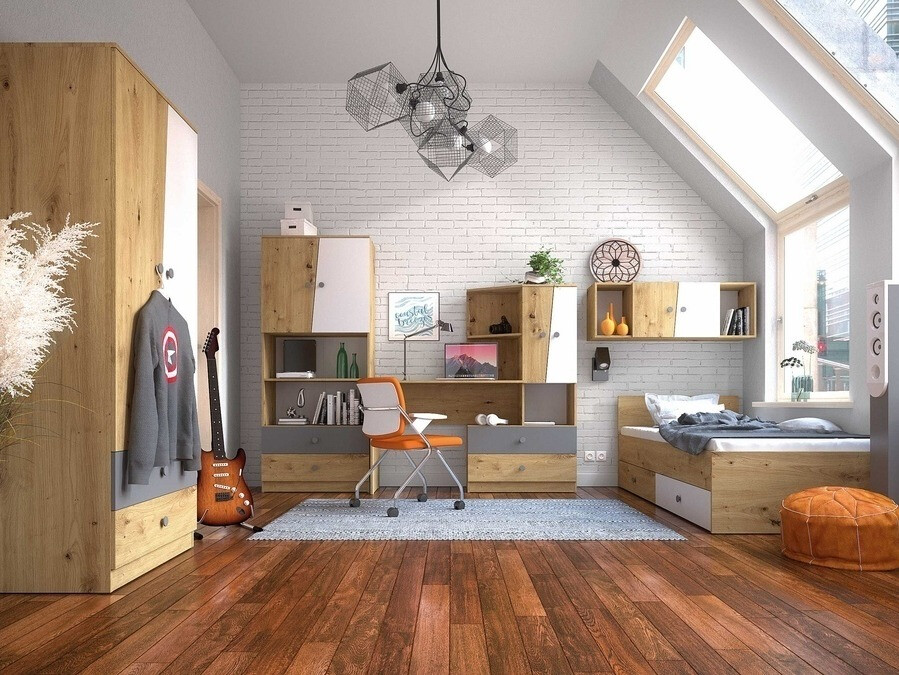 Seinakapp Mirelbu 111 (Artisan tamm + Läikiv valge + Must)