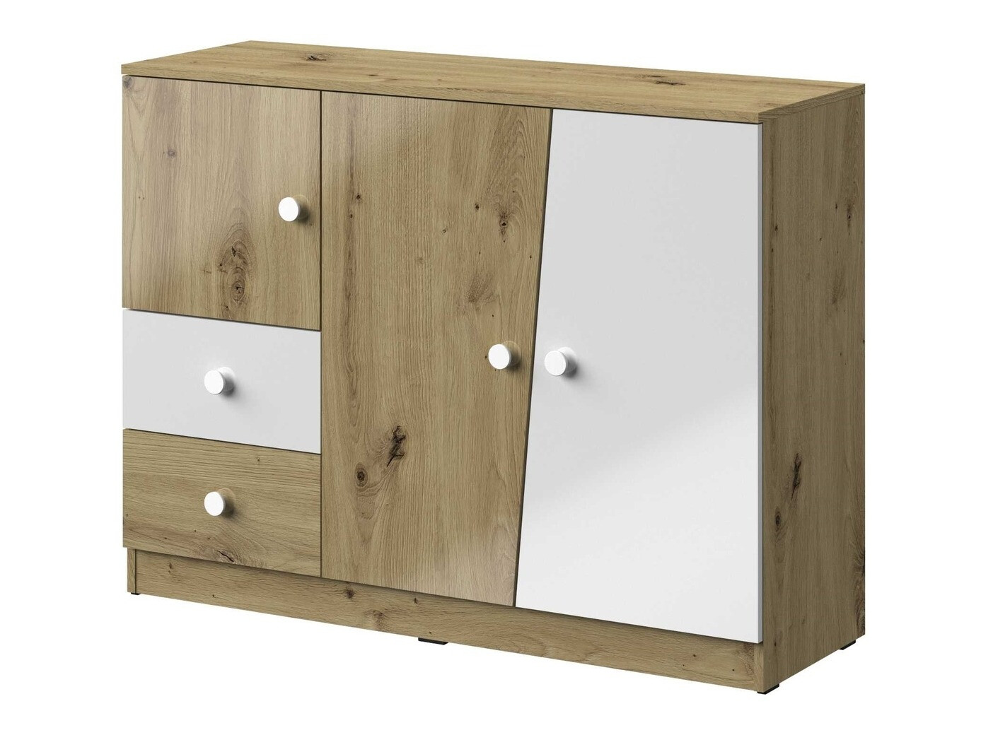 Kummut Mirelbu 106 (Artisan tamm + Läikiv valge)