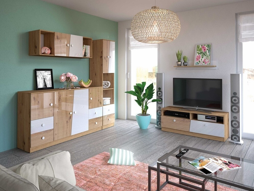 TV-alus Mirelbu 107 (Artisan tamm + Valge + Must)