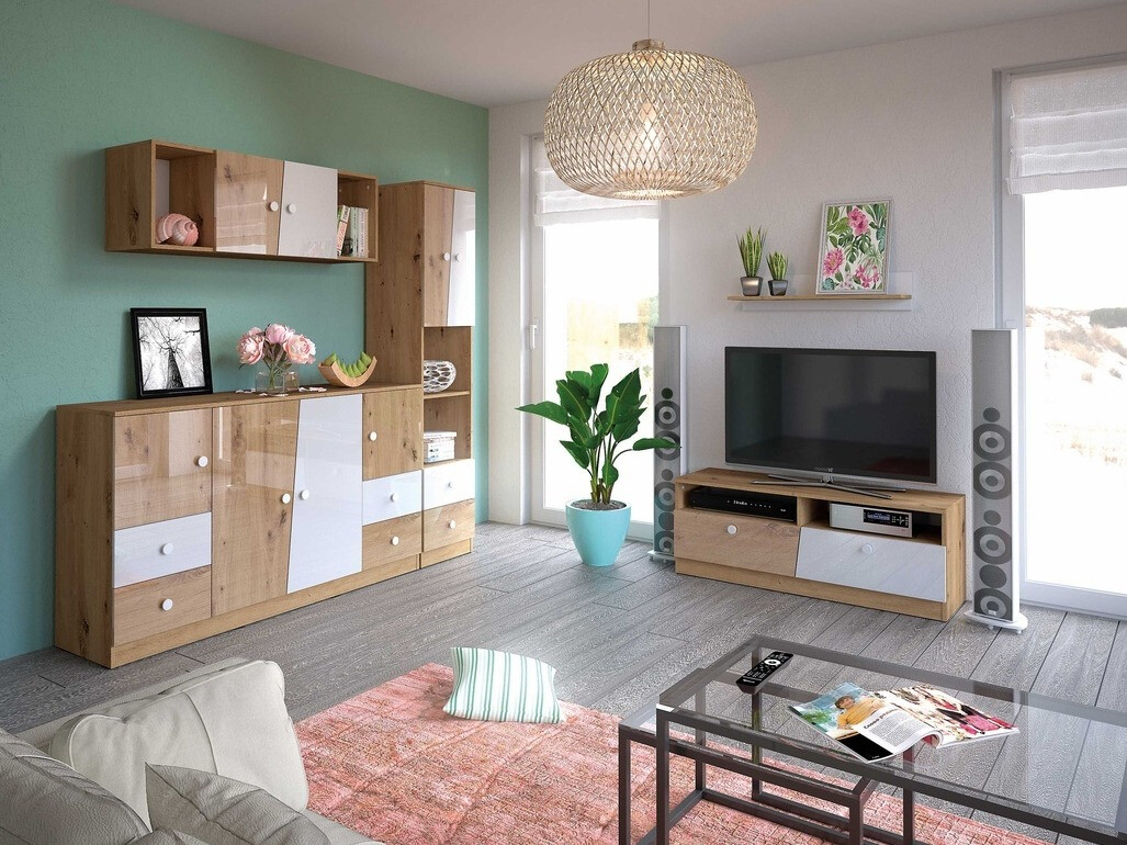 Kummut Mirelbu 105 (Artisan tamm + Läikiv valge)