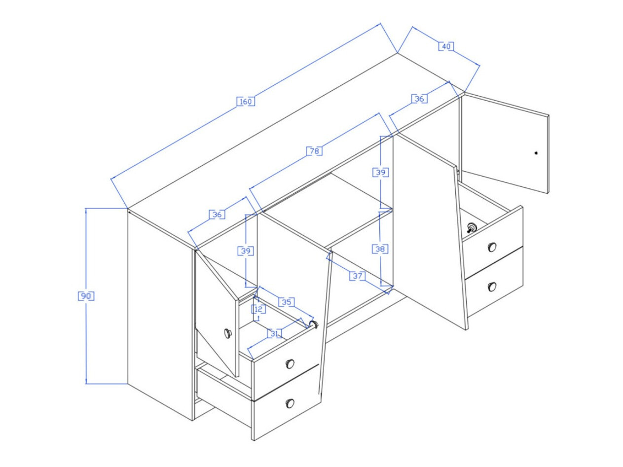 Kummut Mirelbu 105 (Artisan tamm + Läikiv valge)