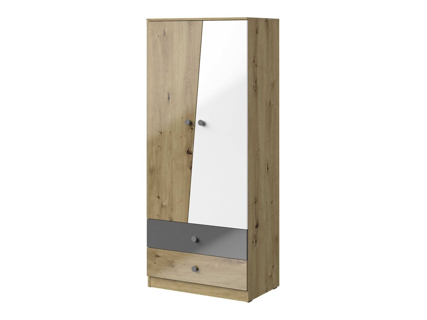 Riidekapp Mirelbu 100 (Artisan tamm + Läikiv valge + Läikiv hall)