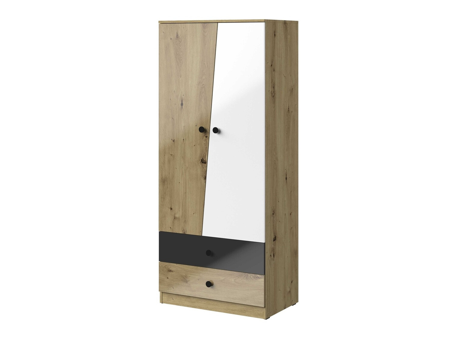 Riidekapp Mirelbu 100 (Artisan tamm + Läikiv valge + Läikiv must)