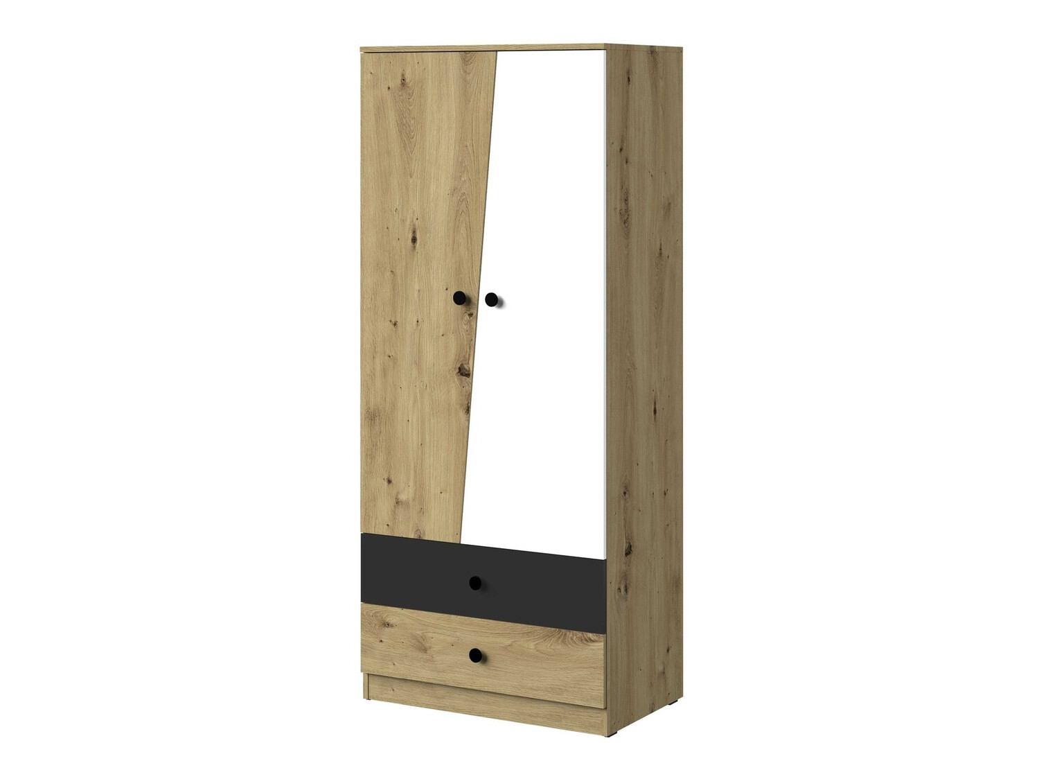 Riidekapp Mirelbu 100 (Artisan tamm + Valge + Must)