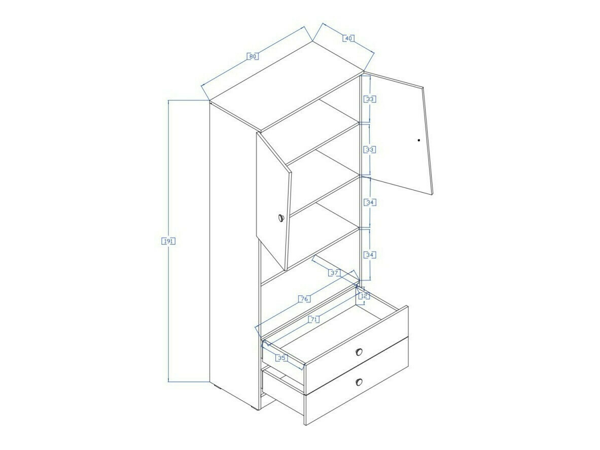 Riiul Mirelbu 103 (Artisan tamm + Läikiv valge + Läikiv must)