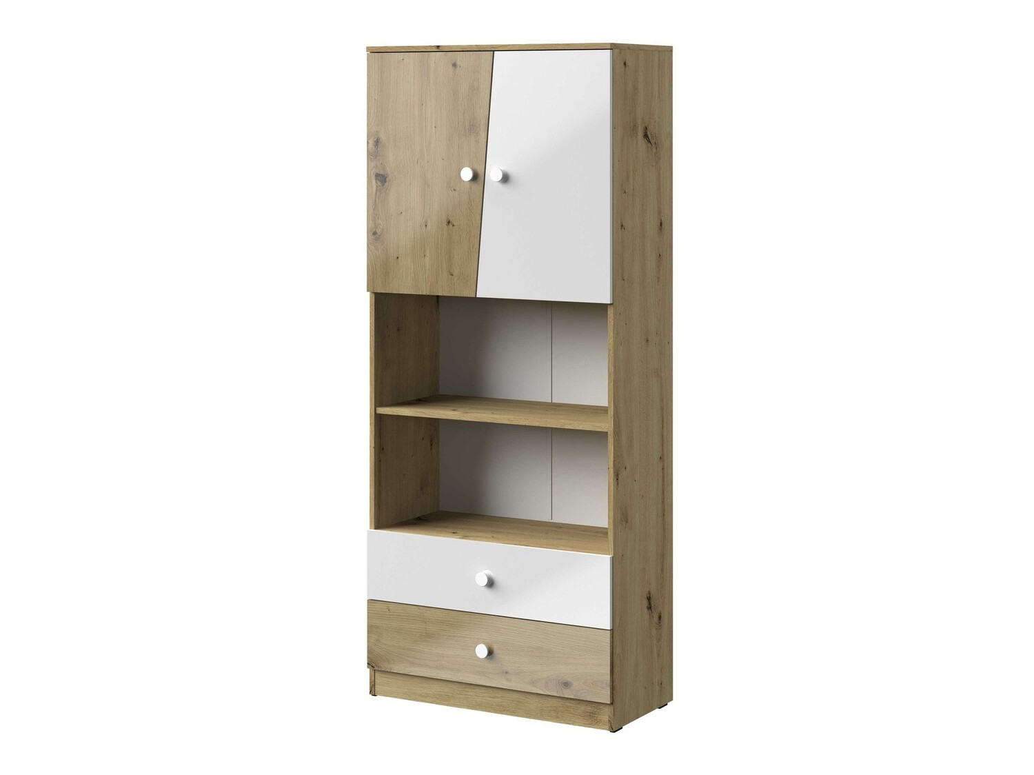 Riiul Mirelbu 103 (Artisan tamm + Läikiv valge)