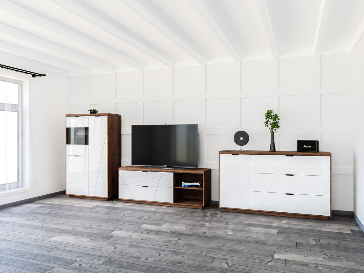 Elutoa komplekt Fivale 110 (Tume delano tamm + Läikiv valge)