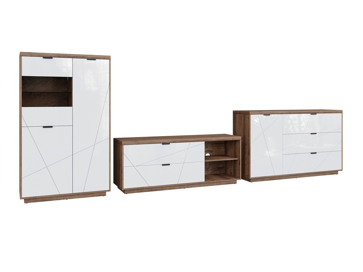 Elutoa komplekt Fivale 110 (Tume delano tamm + Läikiv valge)