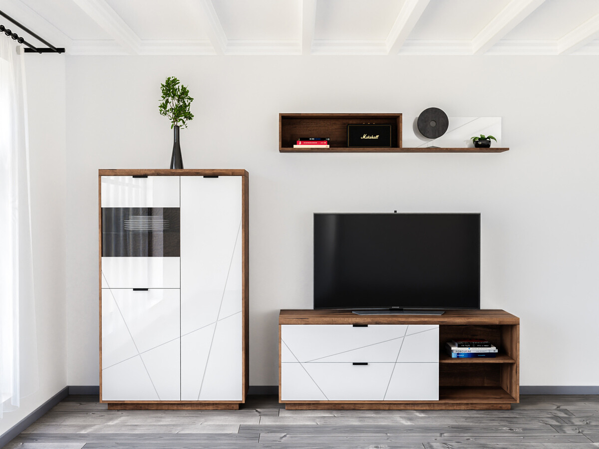 Elutoa komplekt Fivale 111 (Tume delano tamm + Läikiv valge)