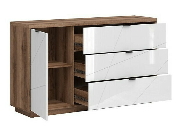 Elutoa komplekt Fivale 114 (Tume delano tamm + Läikiv valge)