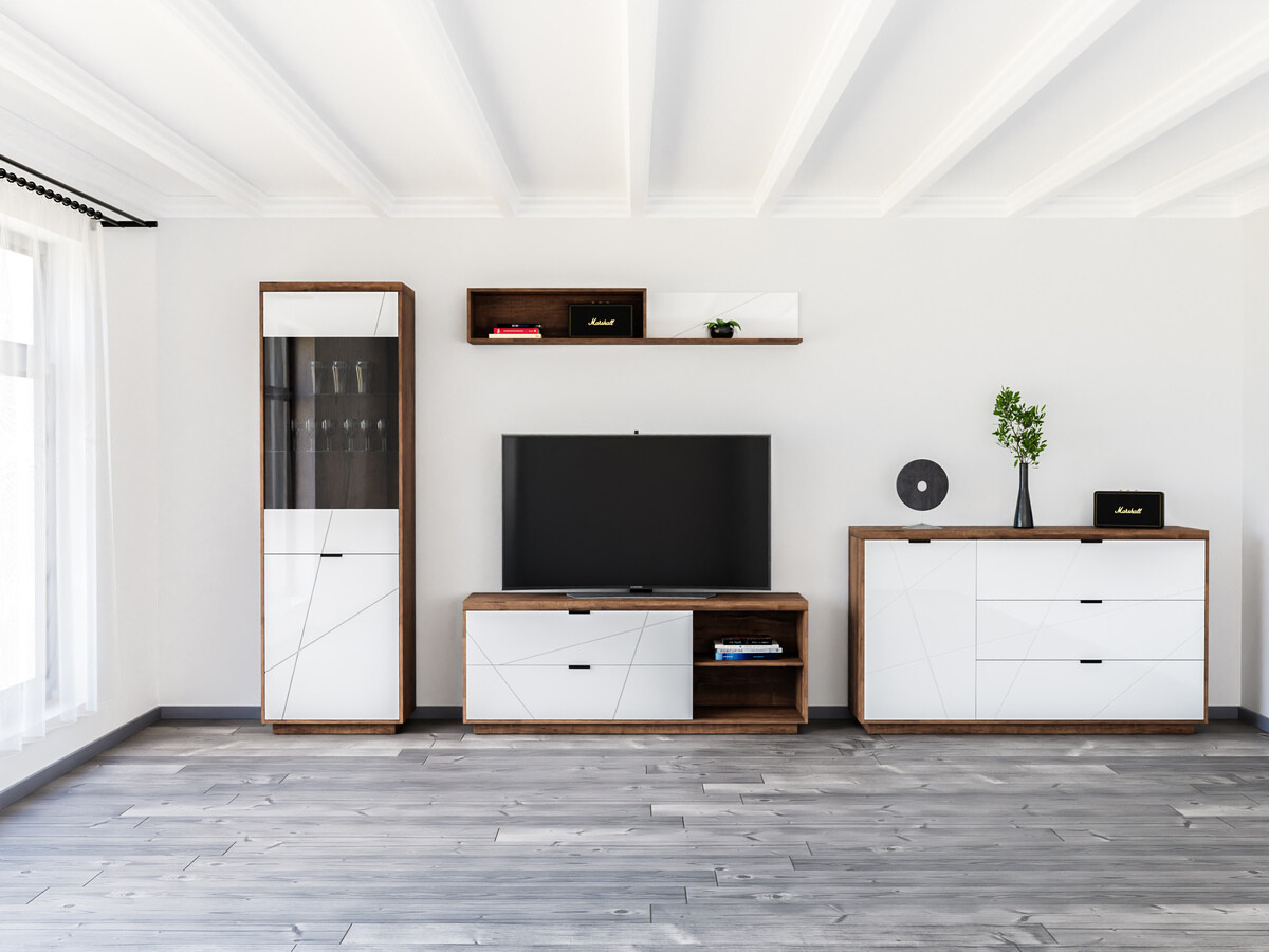 Elutoa komplekt Fivale 114 (Tume delano tamm + Läikiv valge)