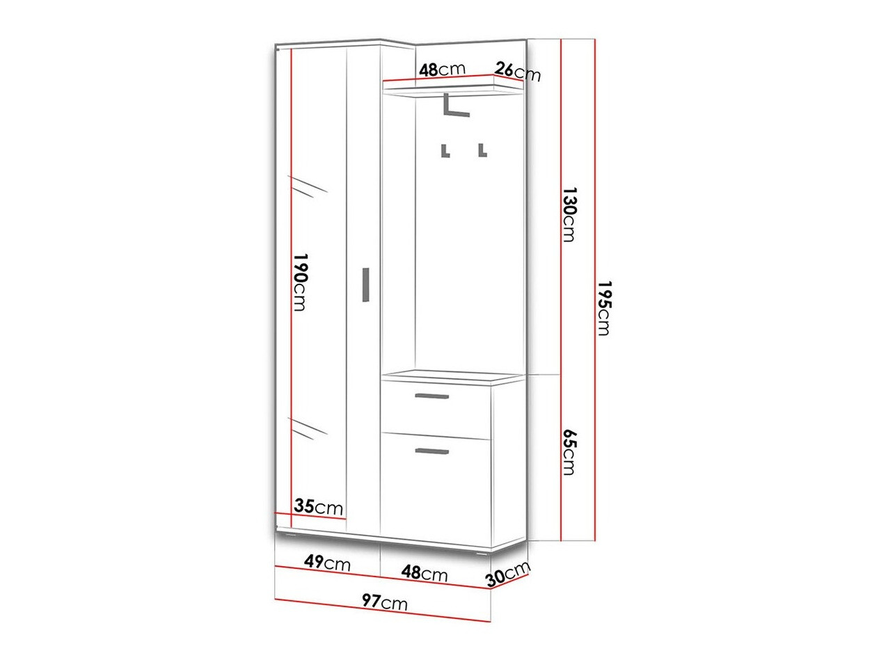 Esikukomplekt Pavo (Sonoma tamm + Valge)