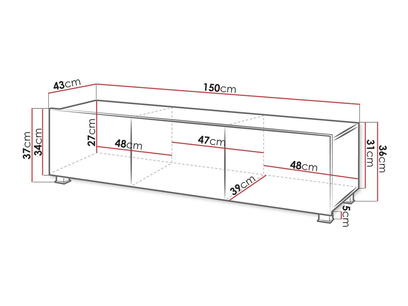 TV-alus Tivdalu 103 (Valge + Läikiv valge)