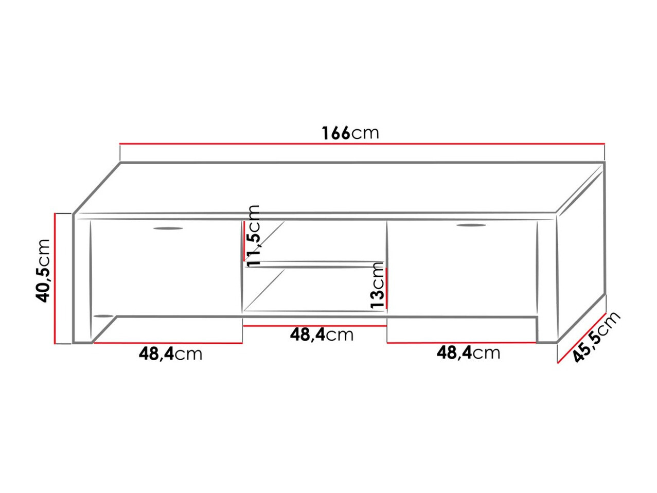 TV-alus Uva II (Valge + Läikiv valge)