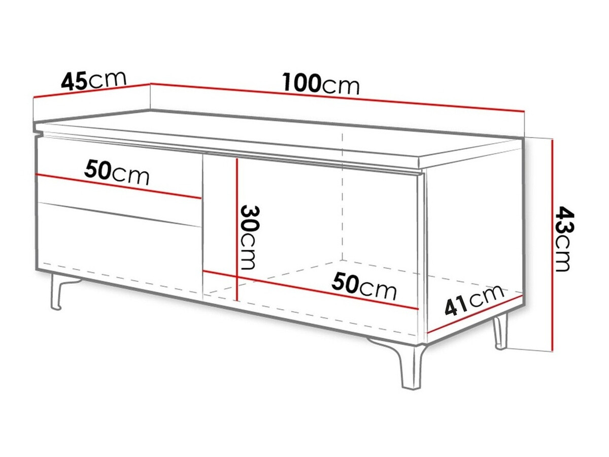 TV-alus Nashville 119 (Valge + Läikiv hall)
