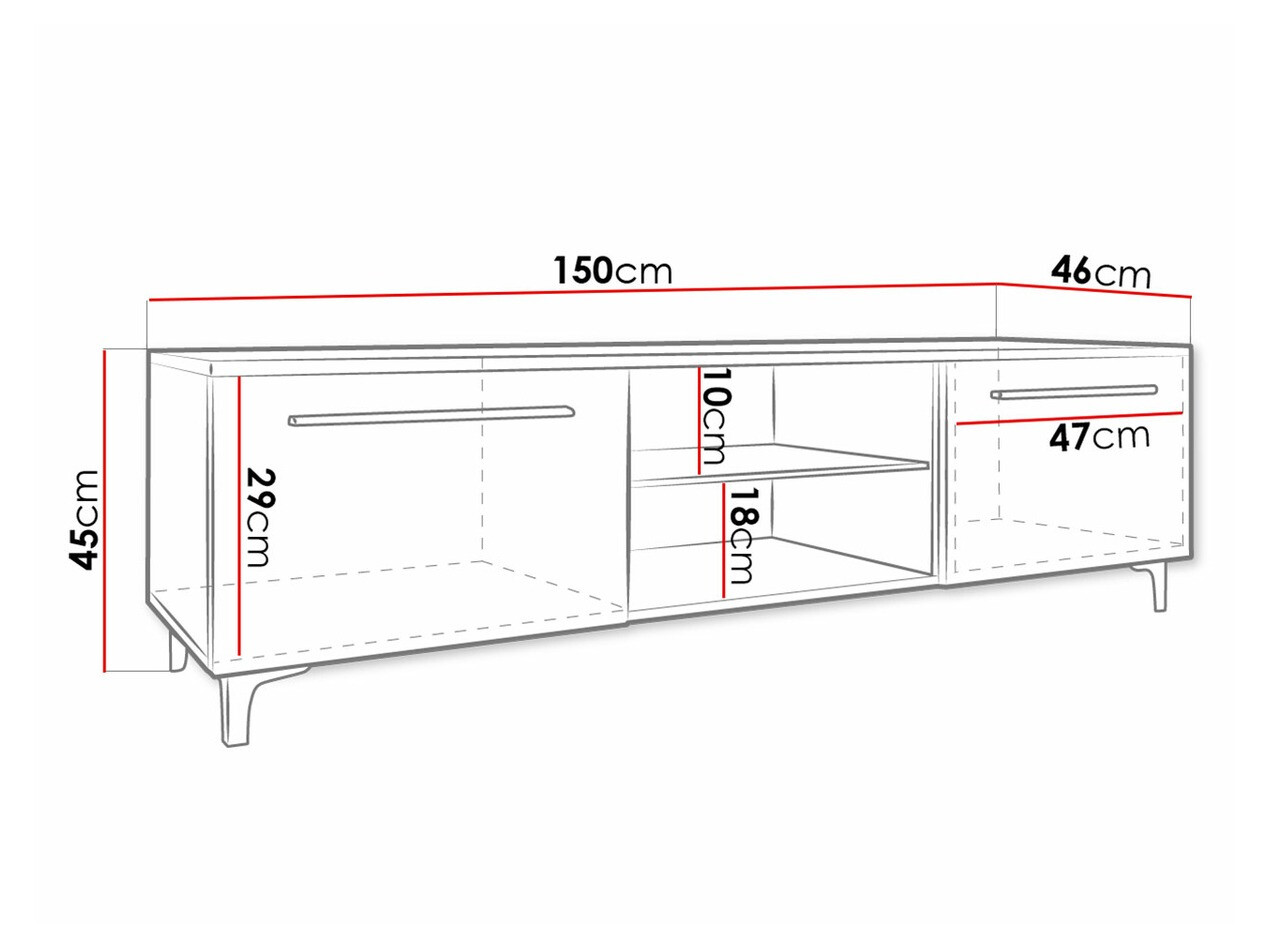 TV-alus Nashville 120 (Valge + Läikiv must)