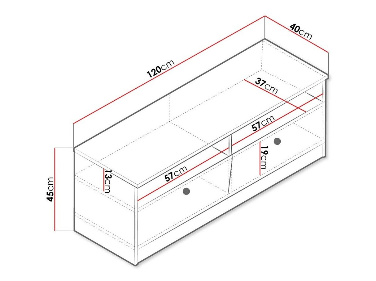 TV-alus Almira 107 (Artisan tamm + Valge)