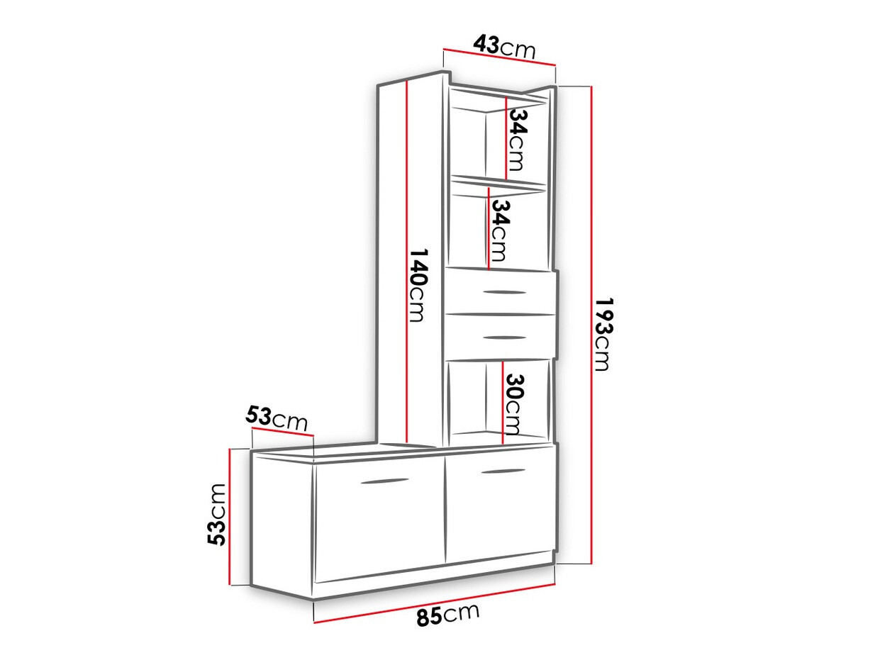 Riiul Salmere 105 (Valge + Läikiv valge)